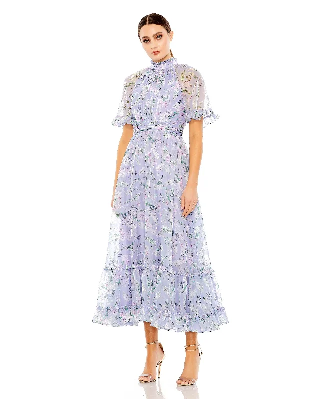 Discount Mania Mac Duggal 68259 Long Formal Floral Chiffon Dress