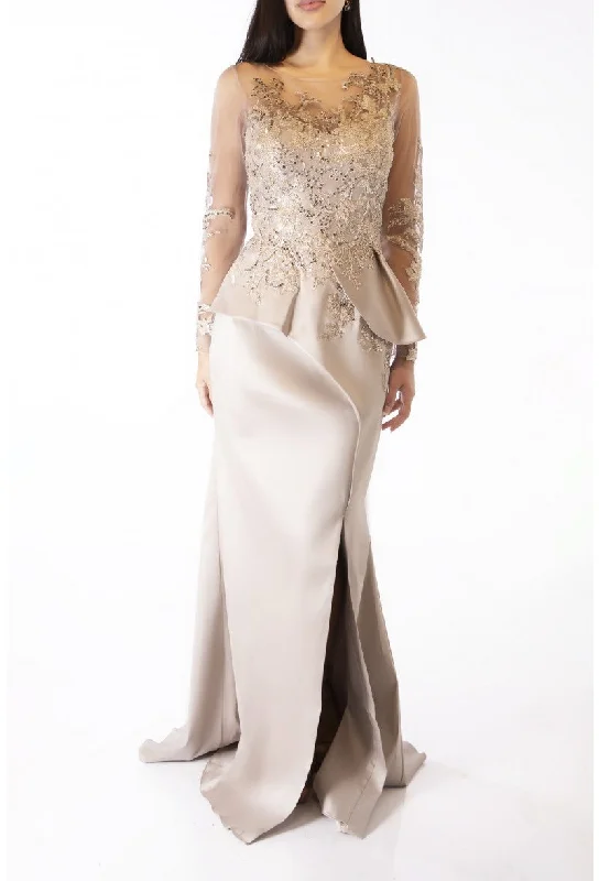Final Sale Terani Couture 231M0482 Taupe 14 Sale
