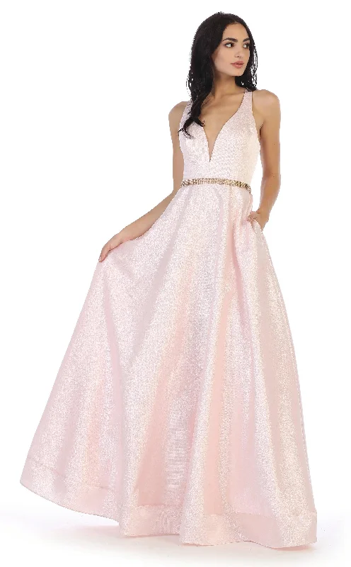 Discount Deals Prom Long Formal Metallic Satin Dress