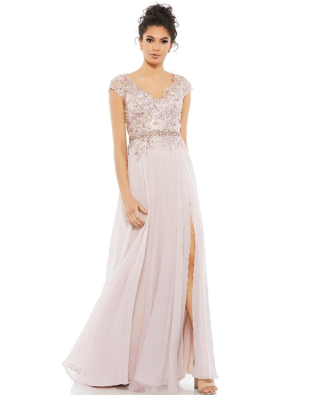 Early Access Mac Duggal 79365 Long Cap Sleeve Chiffon Formal Gown