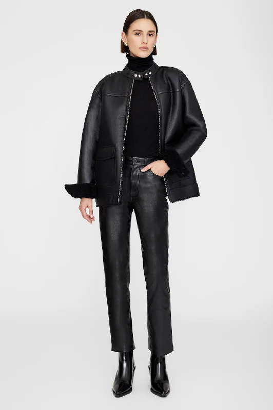 Limited Availability Henry Jacket - Black Leather With Shearling