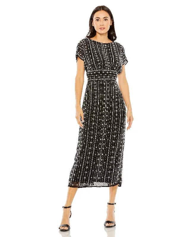 Don’t Miss Out Mac Duggal 93649 Formal Cap Sleeve Midi Length Dress