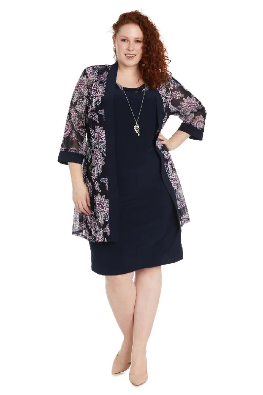 Special Discount R&M Richards 9993W Plus Size Short Printed Jacket Dress