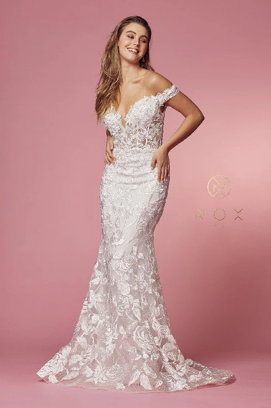 Unmissable Offer Off Shoulder Long Wedding Dress Sale