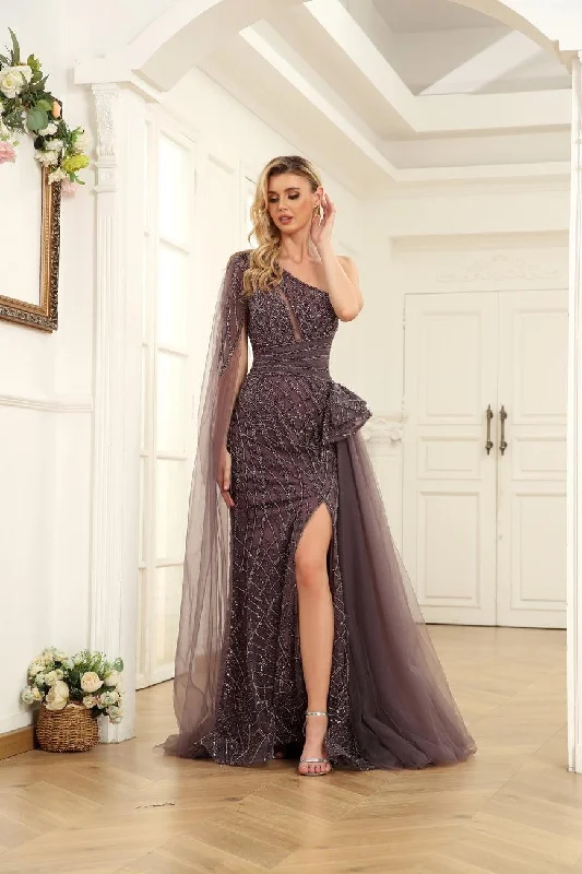 Must-Have Deals High Couture NR2235 Long One Shoulder Formal Prom Dress