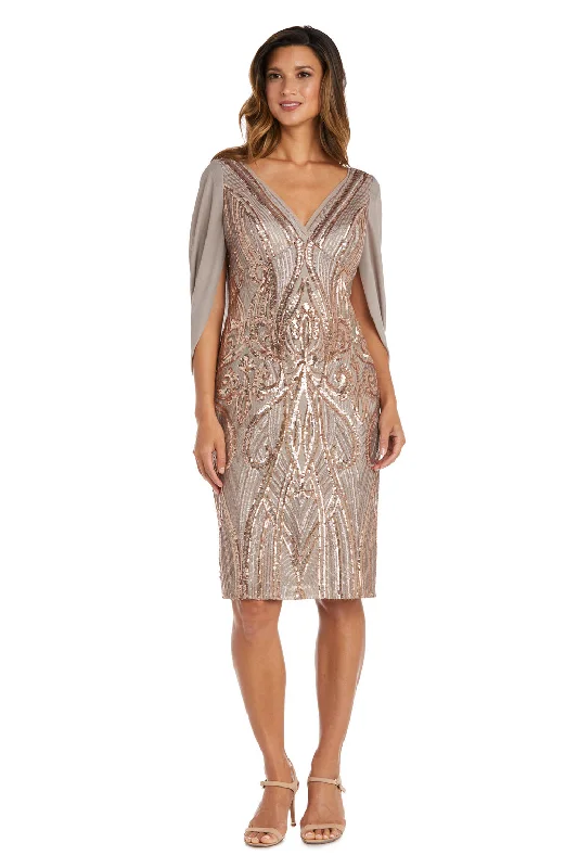Savings Bonanza R&M Richards 9422 Sequin Cocktail Cape Short Dress
