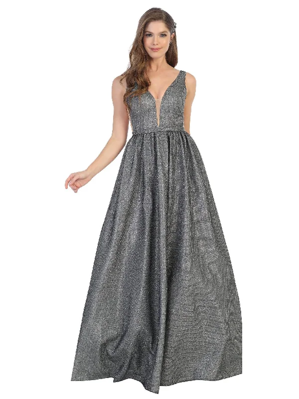 Deal Dash Prom Long Sleeveless Formal Metallic Ball Gown