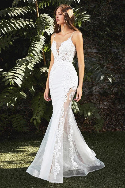 Clearance Items Off White 6 Cinderella Divine CD937W Mermaid Illusion Wedding Dress Sale