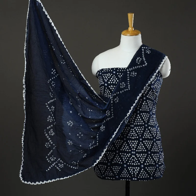 Price Break Blue - 3pc Tie & Dye Satin Cotton Bandhani Dress Material 40
