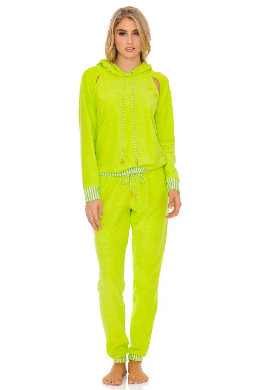 Price Slash GLOW BABY GLOW - Hoodie Cut Out Jacket & Jogger Pants • Lime