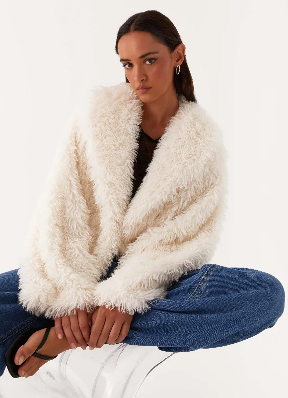 Midnight Sale Denver Oversized Fur Jacket - Ivory