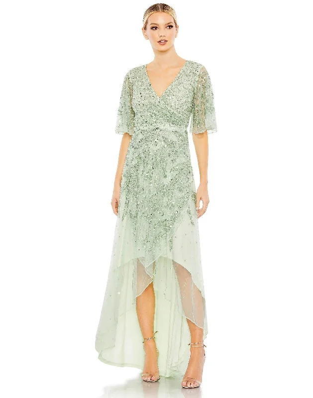 Fantastic Deals Mac Duggal 93681 High Low Short Sleeve Formal Dress Sale