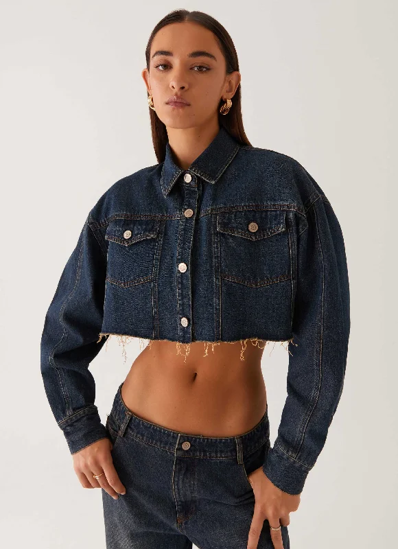 Crazy Deals Colorado Cropped Jacket - Blue