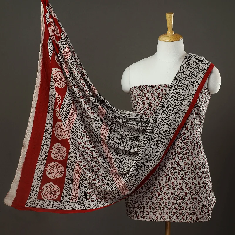 Take Advantage Multicolor - 3pc Natural Dyed Cotton Bagh Print Suit Material Set 02
