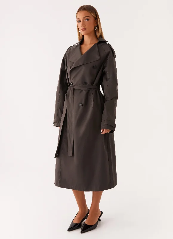 Huge Savings Brighton Oversized Trench Coat - Grey