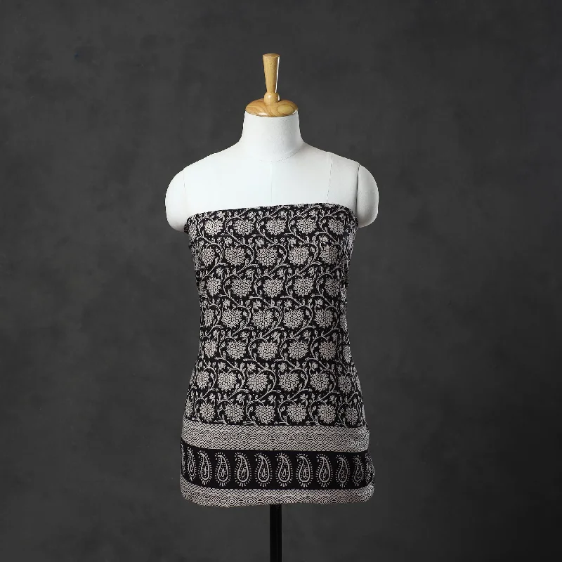 Limited Edition Black - Natural Dyed Cotton Bagh Print Kurta Material (2.2m) 27