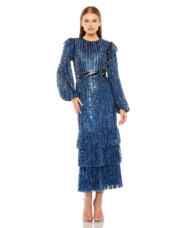 Online Specials Mac Duggal 23003 Long Sleeve Formal Sequin Dress