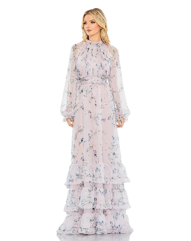 Bargain Bin Mac Duggal 68199 Long Sleeve Formal Chiffon Dress
