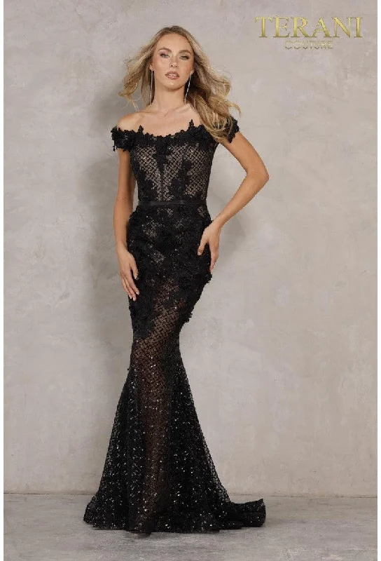 Discount Mania Terani Couture 2111P4024 Off Shoulder Long Prom Dress