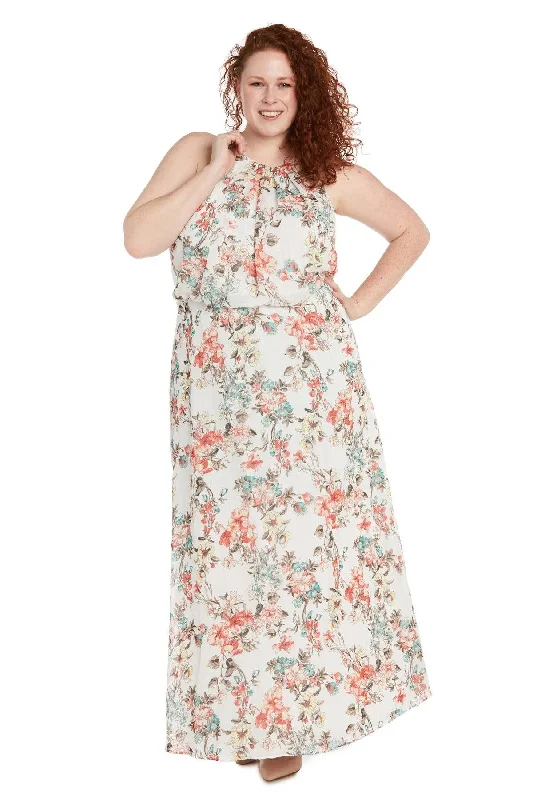Don’t Miss Out R&M Richards 1121W Long Plus Size Halter Floral Maxi Dress