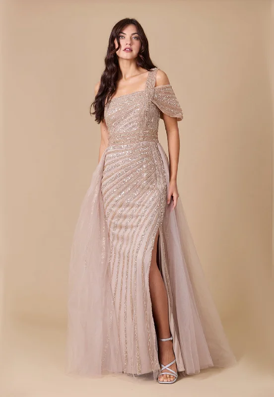 Clearance Event One Shoulder Hand Beaded Formal Couture Dress