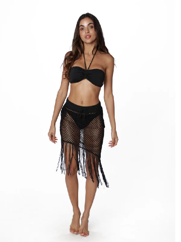 Super Sale Fishnet Skirt with asymmetrical fringe bottom