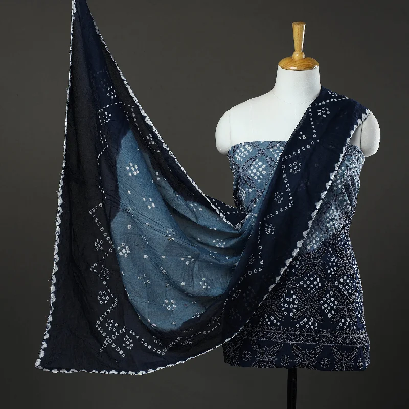Today’s Special Blue - 3pc Tie & Dye Satin Cotton Bandhani Dress Material 61