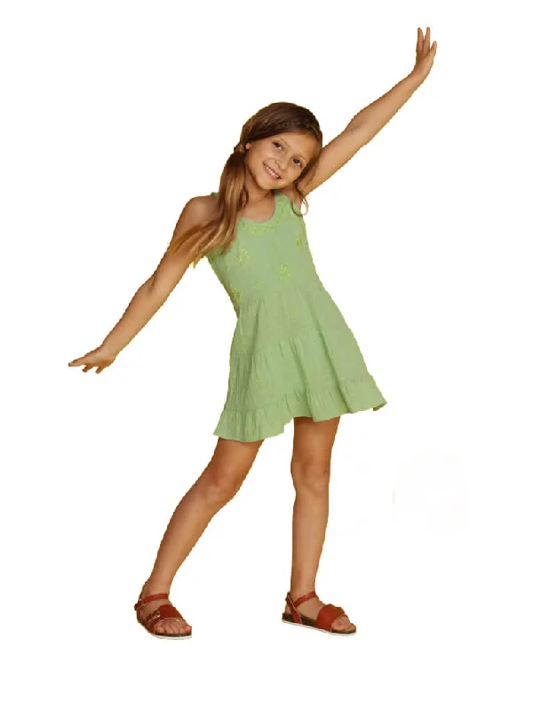 Midnight Sale Girl's ruffle bottom embroidered slip dress cover up