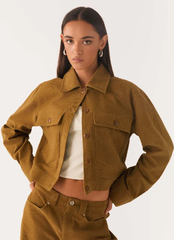 Shop and Save Avi Boxy Jacket - Brown