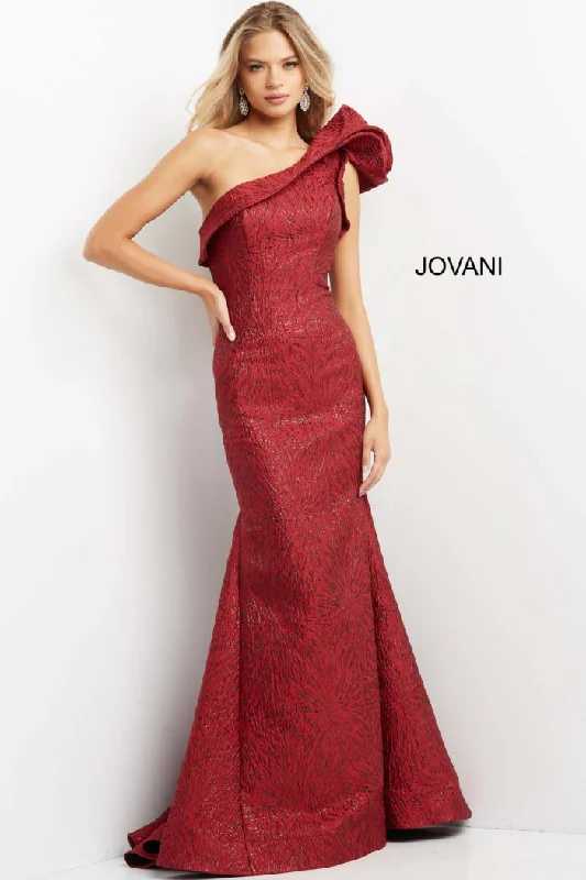 Members Only Jovani 05176 Long Beaded Ruffle Formal Prom Dress
