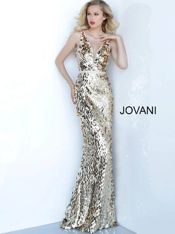 Daily Specials Jovani 2543 Metallic Plunging Long Gown Sale