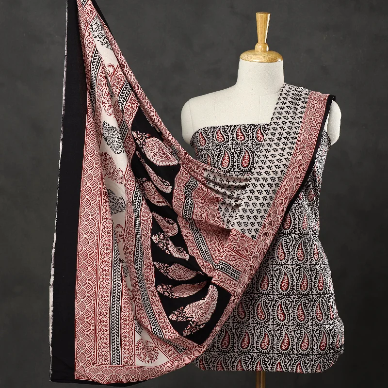 Anniversary Sale Black - 3pc Bagh Print Cotton Dress Material Set 32