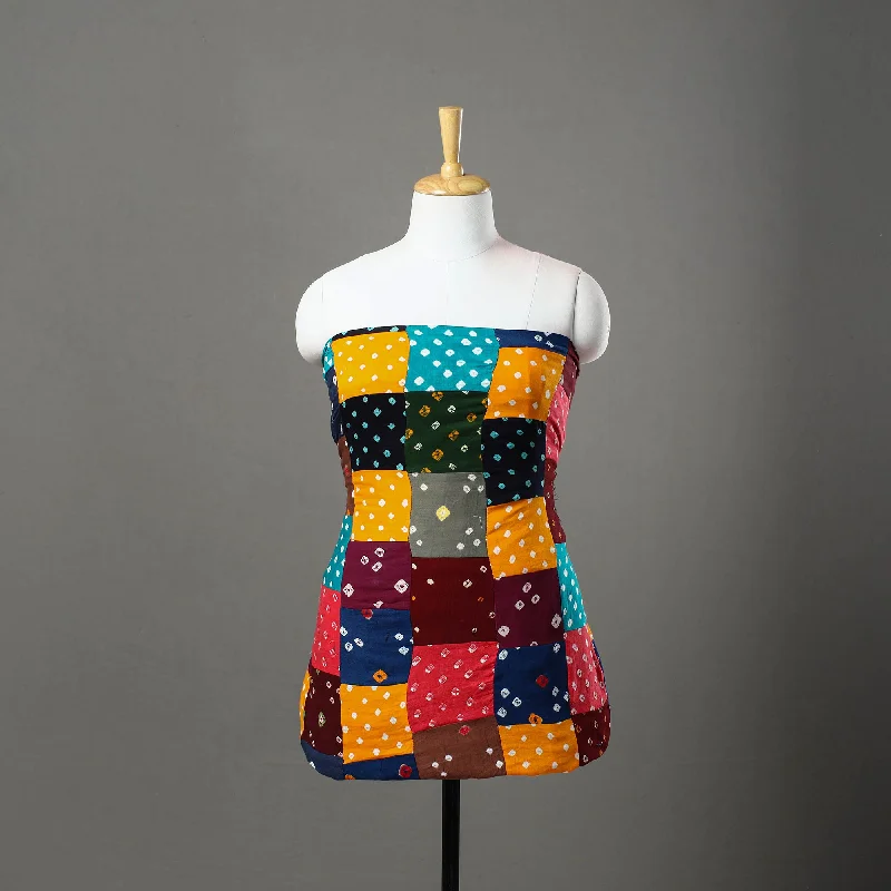 Special Promotion Multicolor - Patchwork Tie-Dye Cotton Bandhani Kurta Material (2.7m) 11