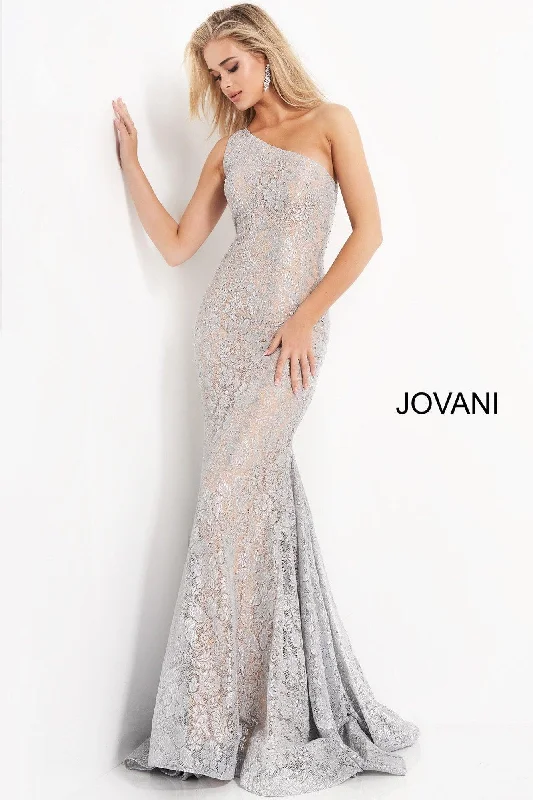Hurry In Jovani 00353 One Shoulder Long Prom Formal Lace Gown Sale