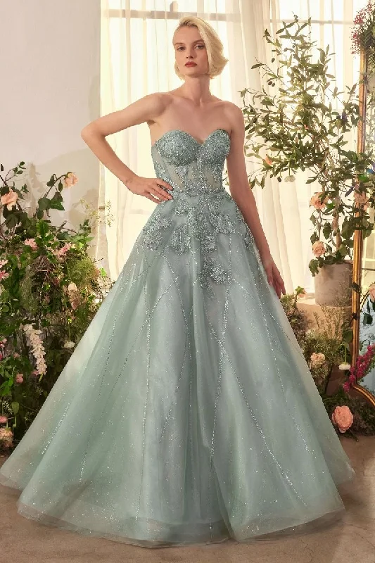 Great Deals Andrea & Leo A1387 Ball Gown Long Layered Glitter Formal Prom Dress
