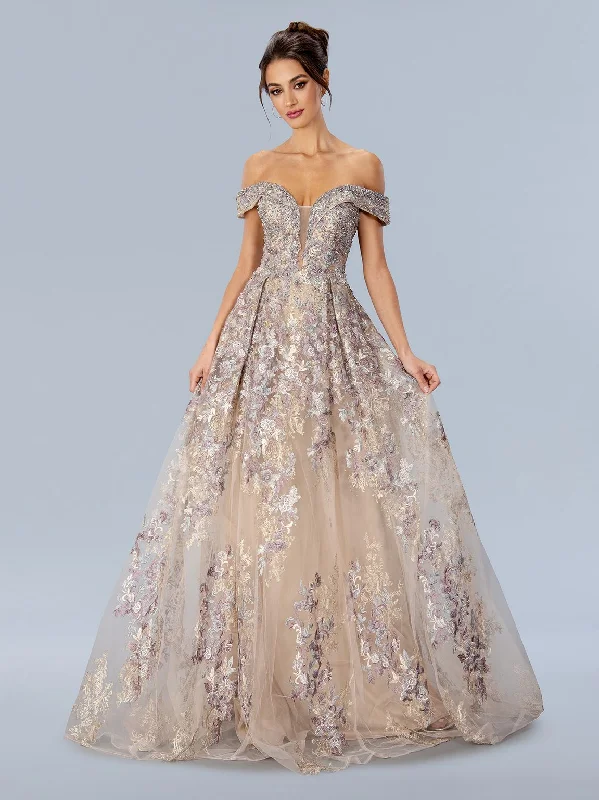 Limited Edition Stella Couture 24327 Long Formal Floral Prom Dress