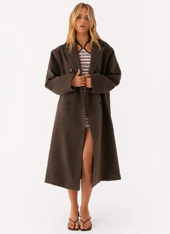 Savings Spectacular Gianni Double Breast Coat - Chocolate