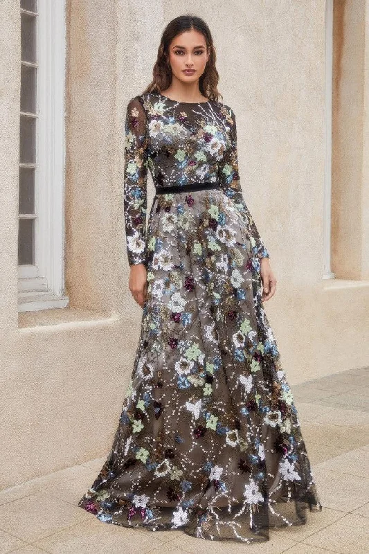 Sale Event Andrea & Leo A1166 Floral Print Long Sleeve Formal  Dress Sale