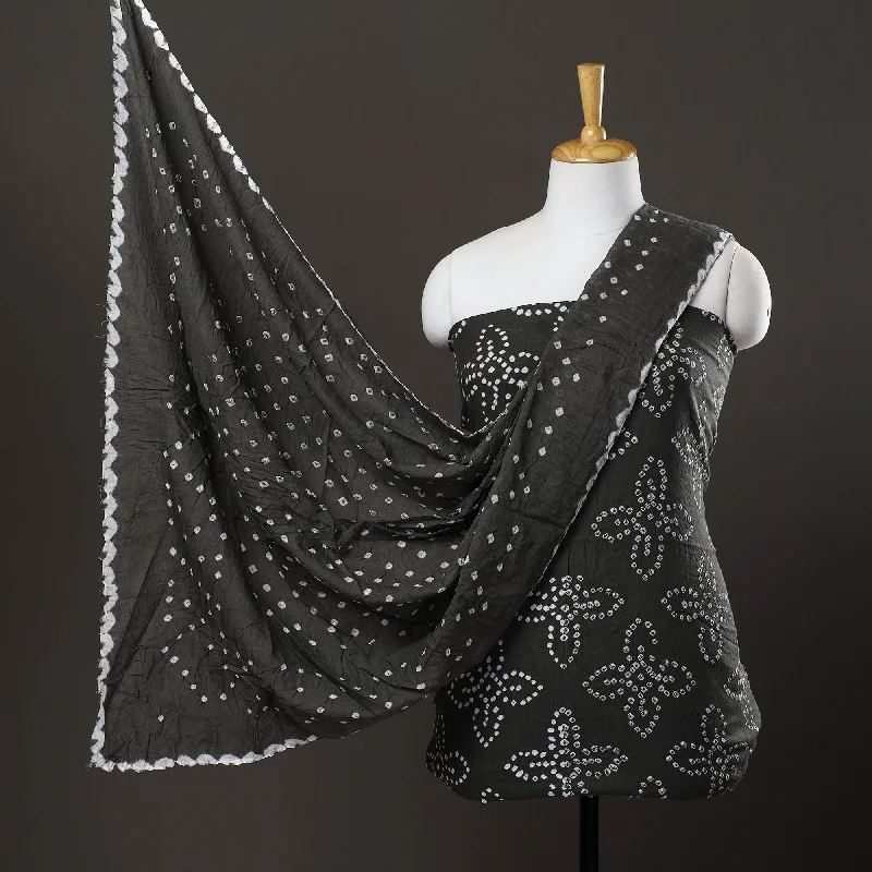 Epic Deals Black - 3pc Satin Cotton Kutch Bandhani Dress Material 43