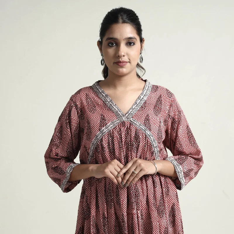 Members Only Pink - Bagh Block Printed Cotton Dress