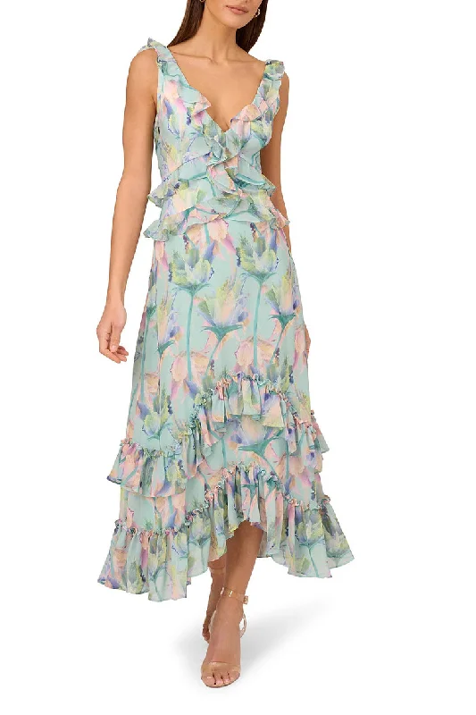 Fantastic Offers Adrianna Papell ADAE211173 High Low Floral Print Formal Prom Dress