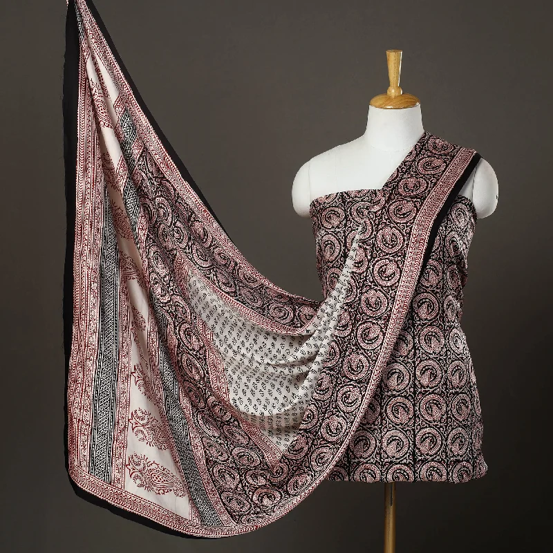 Super Deal Multicolor - 3pc Modal Silk Bagh Print Suit Material Set 04
