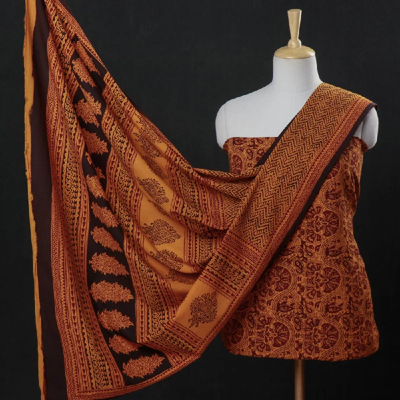 Price Blitz Orange - 3pc Natural Dyed Cotton Bagh Print Suit Material Set