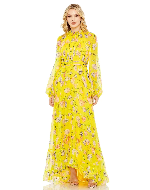 Inventory Reduction Mac Duggal 68218 High Low Formal Floral Print Dress