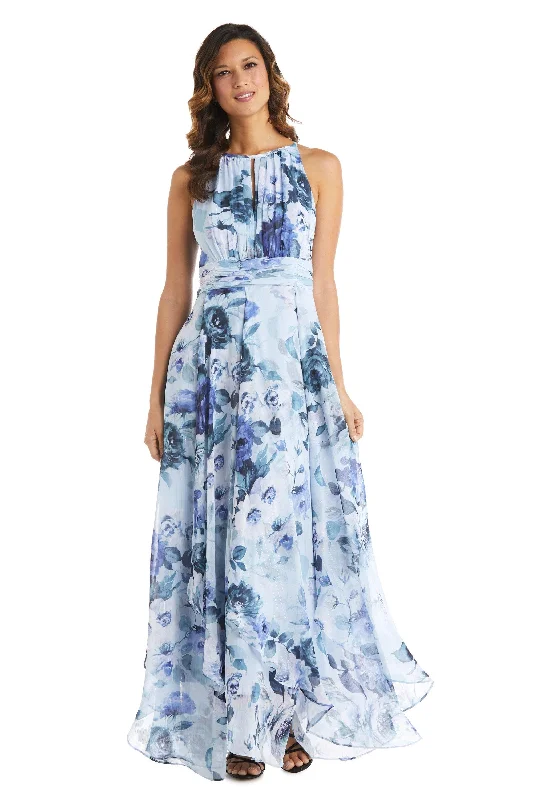 Seasonal Sale R&M Richards 7729 Long Halter Formal Floral Dress Sale