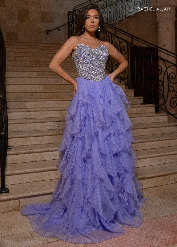 Price Cut Rachel Allan 70788 Beaded Long A Line Ruffle Formal Prom Dress