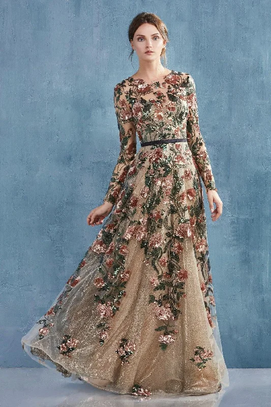Limited Time Andrea & Leo CDA0926 Long Sleeve Sequin Prom Dress Sale