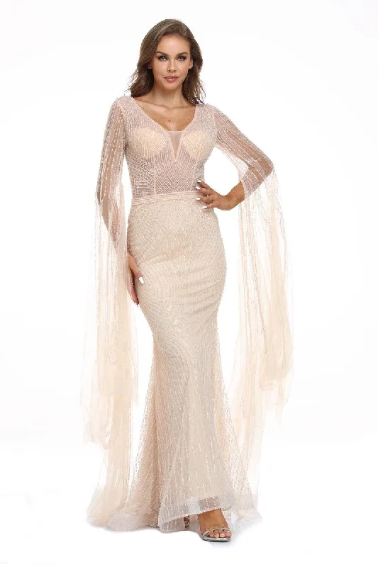 Mega Sale High Couture NR2242 Long Sleeve Formal Evening Dress