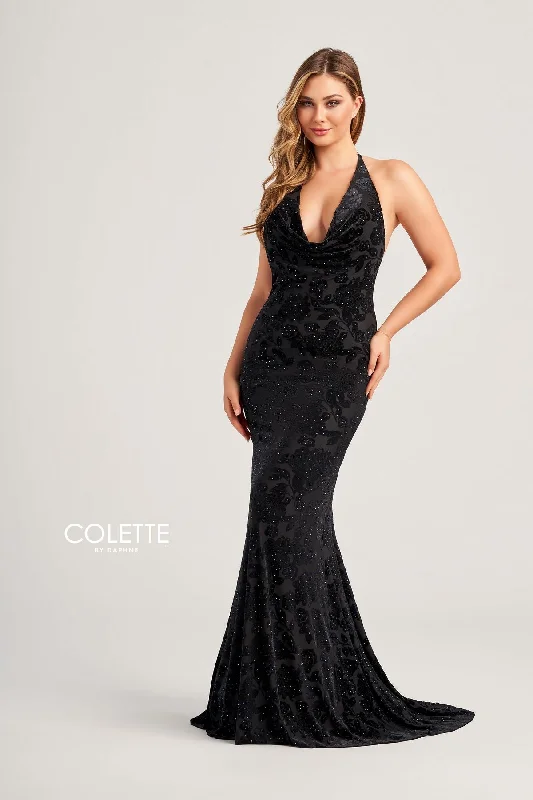 Stock Clearance Colette CL5118 Fitted Prom Long Halter Formal Dress