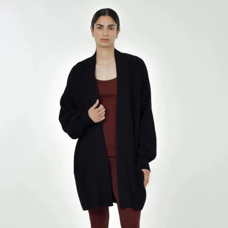 Reduced Prices Paper Label Row Shell Cardi Black